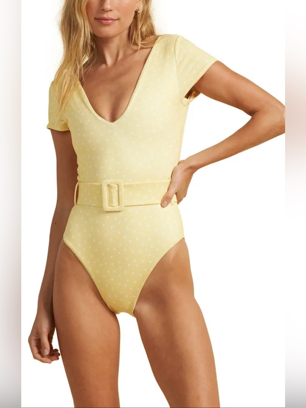 New Billabong X Salty blonde “Sundipped” cap sleeved one piece M retail $120 - Picture 7 of 7